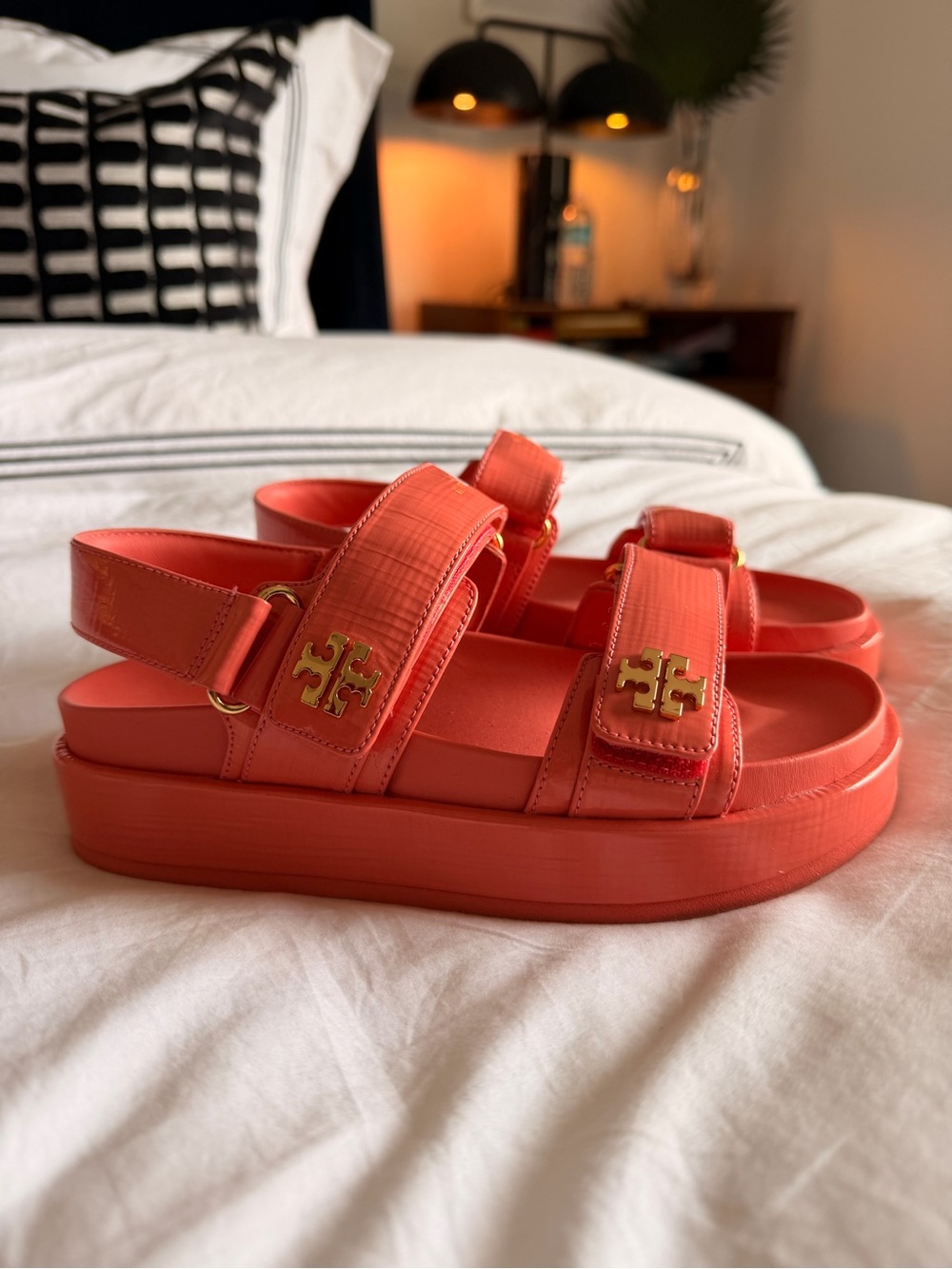NWOT TORY BURCH NWOT Kira Burch Sandal In Coral Crush - Picture 2 of 7